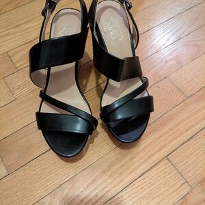 Black Strappy Wedges